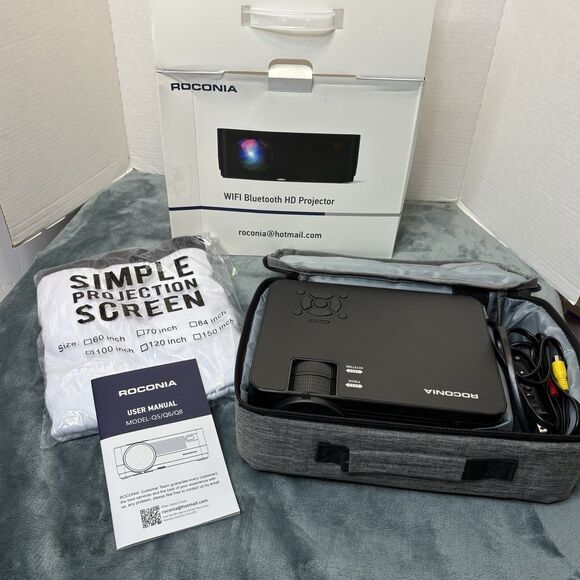 Roconia 150" Class FHD (1080p) LED Projector Movie Video Home Theater w/ Screen - Picture 8 of 8